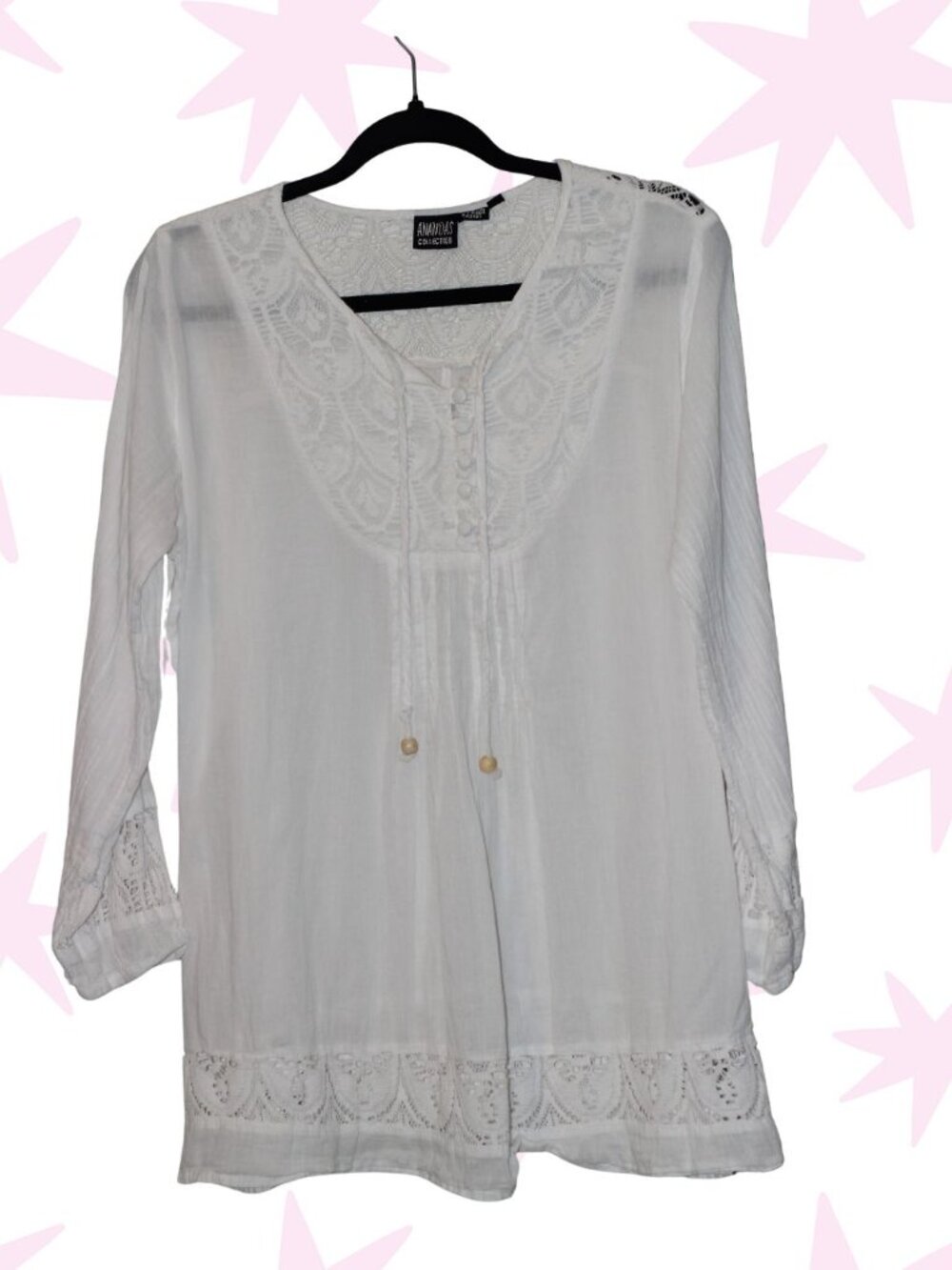 VTG Ananda's Collection 100% cotton sheer flowy blouse XXL